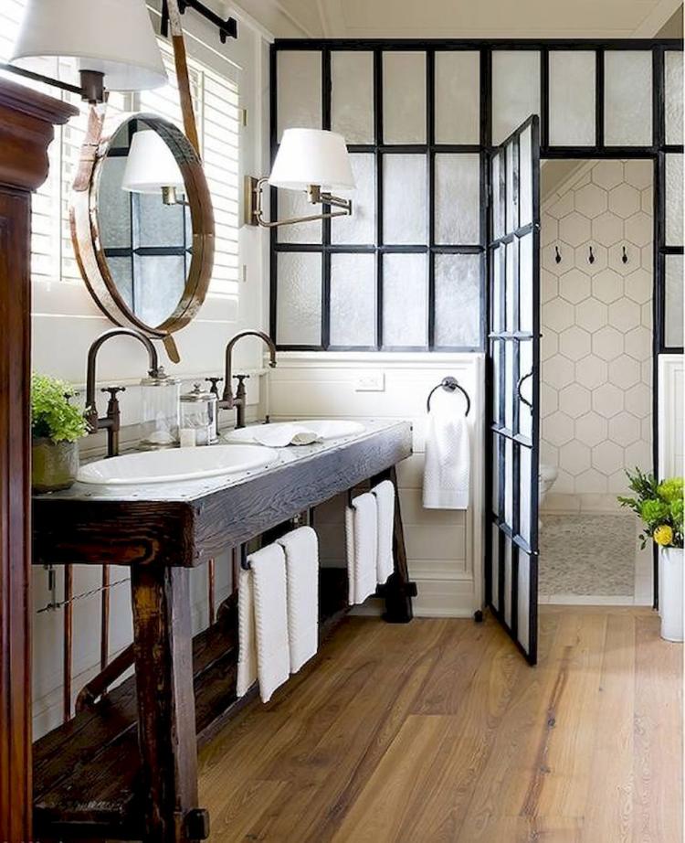 55+ Fabulous Farmhouse Rustic Bathroom Design Ideas