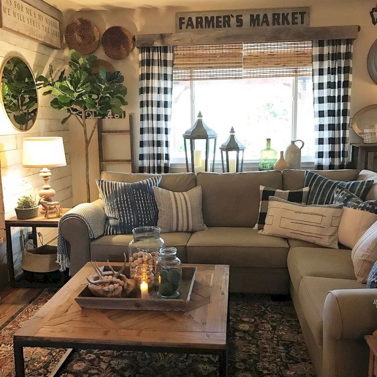 48+ Amazing Rustic Farmhouse Living Room Design and Decoration Ideas